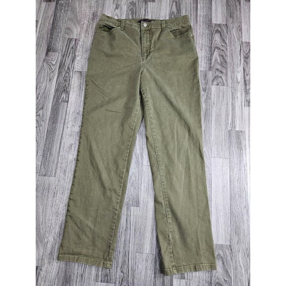 (3/$35) Gloria Vanderbilt Amanda Jean Women 12 Green Stretch Five Pocket Classic - Picture 1 of 10